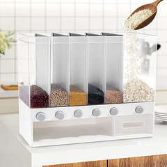 Transparent Container Storage Box, 6 In 1 Wall-Mounted Food Dispenser